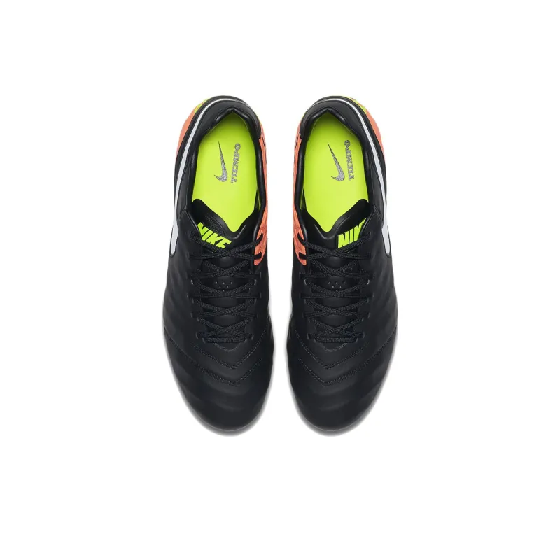 Nike Tiempo Legend 6 SG Metal Long Studs Soft Ground Anti-Slip Wear-Resistant Soccer Shoes Men's Black White Orange-3