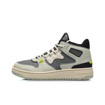 LiNing Attack Cushioned Wear Resistant Water Resistant Mid Top Vintage Basketball Shoes Men's Asphalt Gray