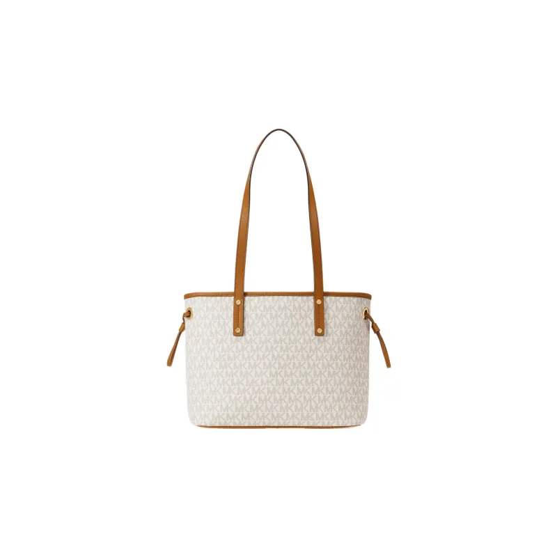 MICHAEL KORS Jet Set Travel Leather Tote Bag, Shopping Bag, Shoulder Bag, Handbag Regular Women's Vanilla White-2