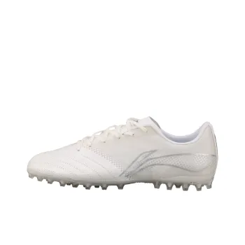 LiNing TF Rubber Broken Studs Firm Ground, Artificial Ground Cushioning Soccer Shoes Men's White Silver
