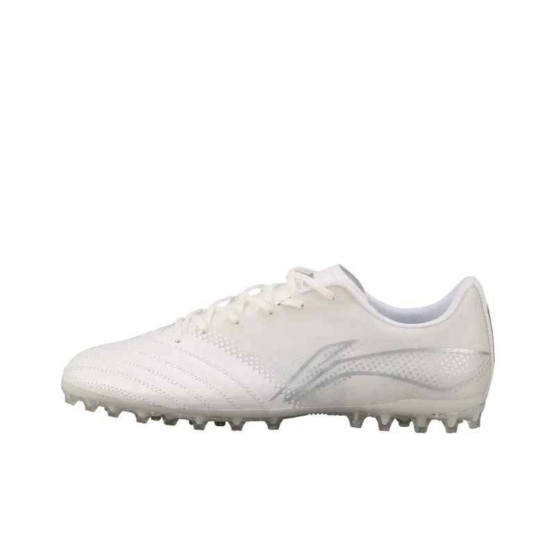 LiNing TF Rubber Broken Studs Firm Ground, Artificial Ground Cushioning Soccer Shoes Men's White Silver-0