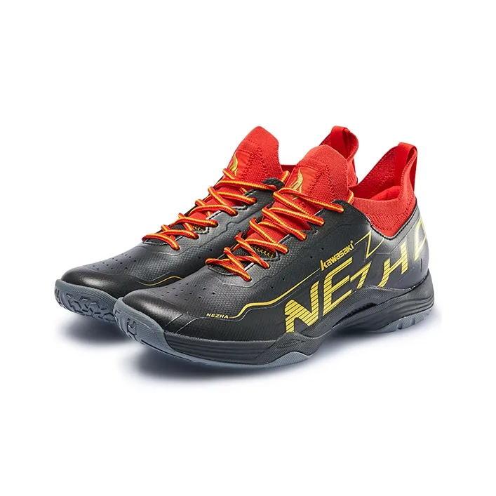 Kawasaki Nezha Series Cushioning Support Low Top Badminton Shoes Unisex Black Gold-2