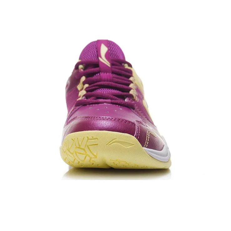 LINING Sound Waves Badminton Shoes Women's Low Top Wild Berry Purple/Corn Pop Yellow-3