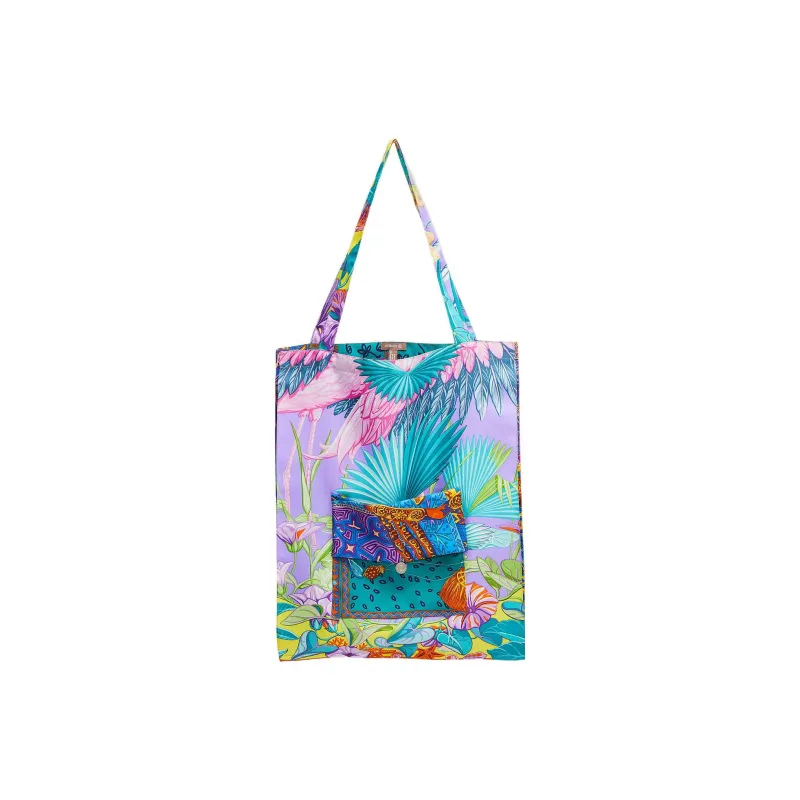 HERMES Silk Tote Bag Shopping Bag Handbag Regular Women's Green/Pink/Brown/Dark Blue/Red/Light Blue-2