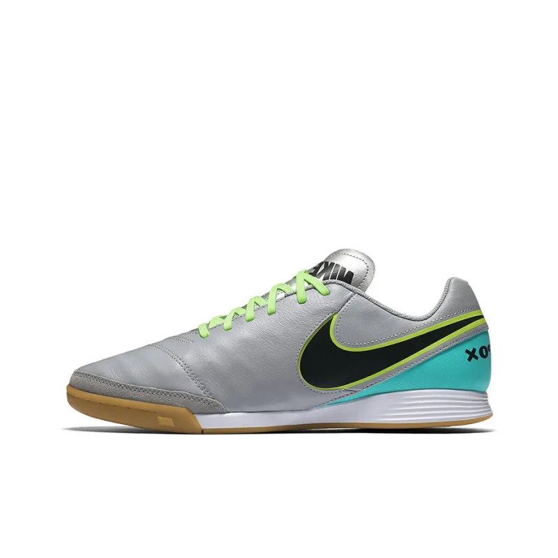Nike Tiempo Genio 2 Soccer Shoes Men Low-Top Silver/Black/Green-0
