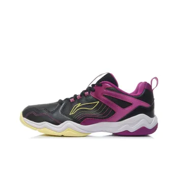 LiNing Sound Waves Cushioning, Slip Resistant, And Abrasion Resistant Low Top Badminton Shoes Men's Black Purple