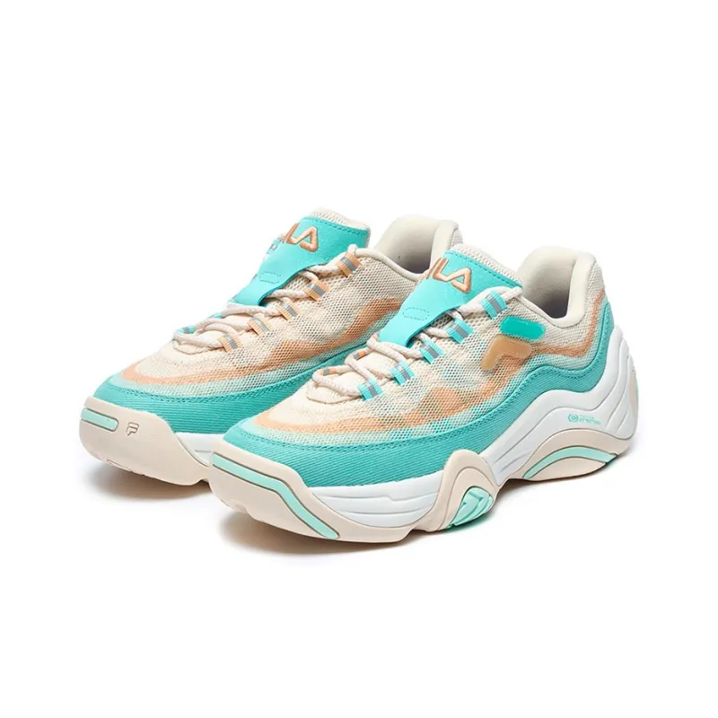 FILA FUSION Cushioning Anti Slip And Wear Resistant Low Top Vintage Basketball Shoes Women's Brown Green-1