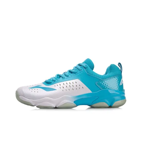 LiNing Sonic Boom Cushioning Anti-Slip And Wear-Resistant Breathable Rebound Low-Top Badminton Shoes Unisex White Blue