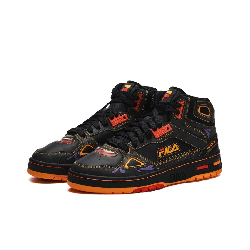 FILA FUSION Teratach Pack Anti Slip Wear Resistant Mid Top Vintage Basketball Shoes Women's Purple Black-1