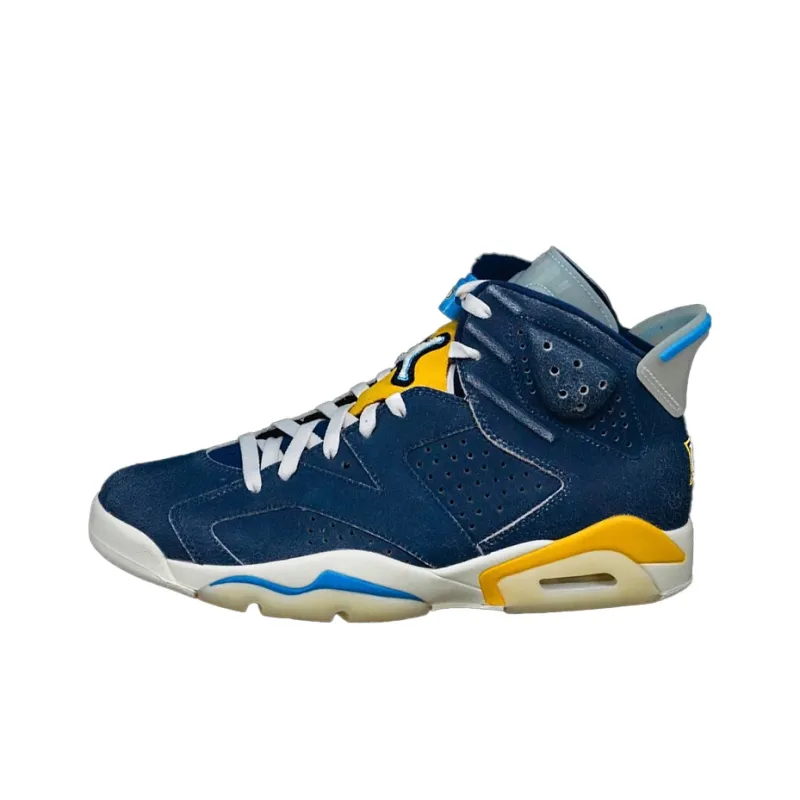 Jordan Air Jordan 6 Marquette PE Cushioning Anti-Slip And Wear-Resistant Mid-Top Vintage Basketball Shoes Men's Blue-0