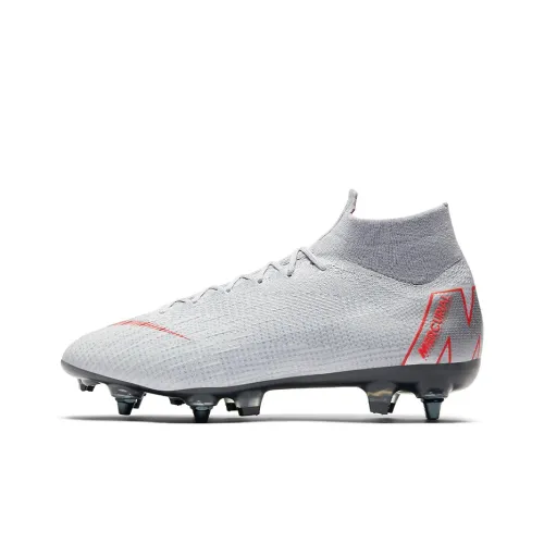 Nike Mercurial Superfly 6 Soccer Shoes Men Mid-Top Light Gray/Red