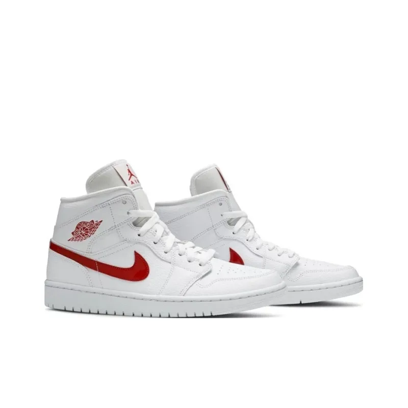 Jordan 1 Mid White University Red Women's-2