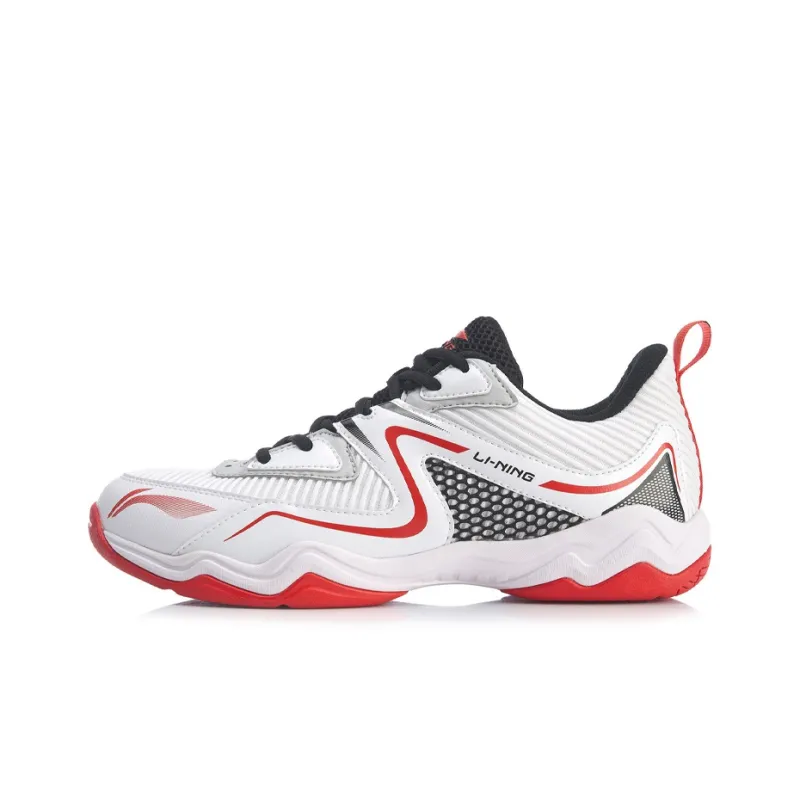 LiNing Cushioning, Wear Resistant Low Top Badminton Shoes Men's White Red-0