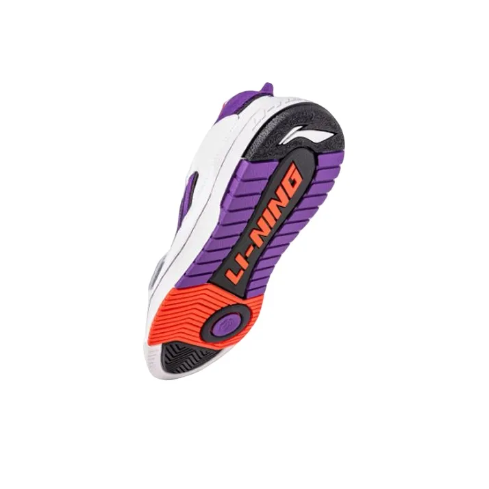 LINING Rookie Vintage Basketball Shoes Men Low Top Standard White/Iron Blue Violet-3