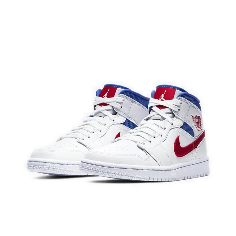 Jordan 1 Mid White Red Royal Women's-2