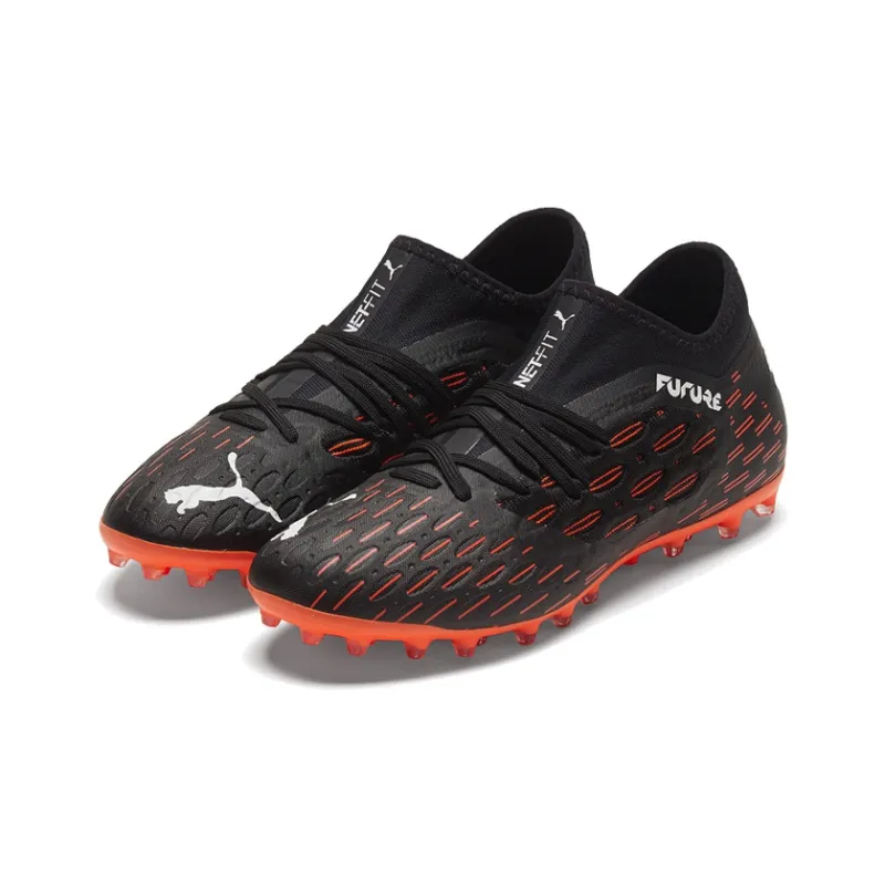 PUMA MG Rubber Short Studs Cushioning Anti-Slip And Wear-Resistant Soccer Shoes Black Red-2