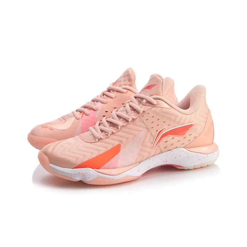 LiNing Raid 3 Cushioned Slip-Resistant Breathable Low-Top Badminton Shoes Women's Orange Pink-2