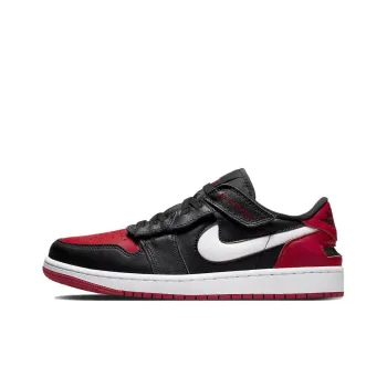 JORDAN 1 Low FlyEase Black White Gym Red