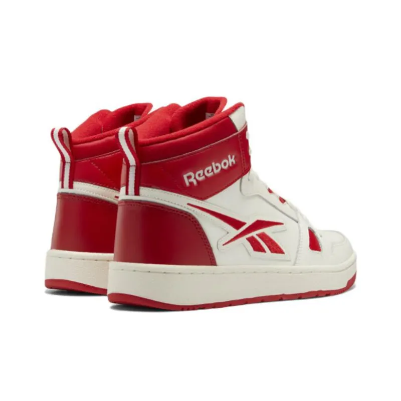 Reebok Resonator Mid Anti Slip Wear Resistant High Top Vintage Basketball Shoes Unisex White Red-4