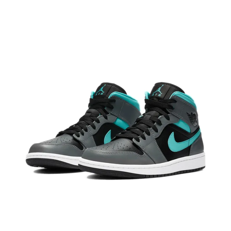 Jordan 1 Mid Grey Aqua-2