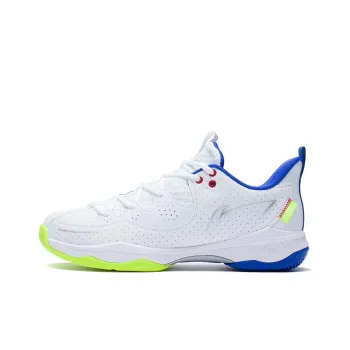 LiNing Battle Halberd Ⅲ LITE Cushioning Anti Slip And Wear Resistant Low Top Badminton Shoes Unisex White Blue