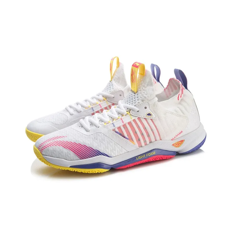 LiNing Raid 4 Low Top Badminton Shoes Unisex White Red-2