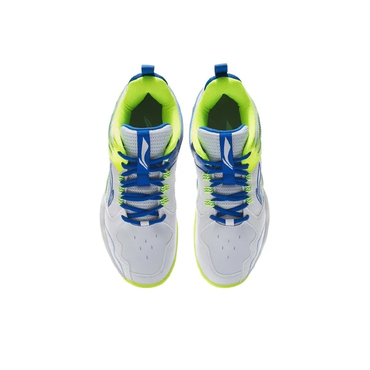 LiNing Cushioning Wear Resistant Low Top Badminton Shoes Men's White Blue-3