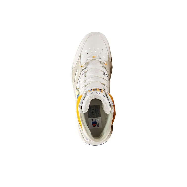 Champion Champ Hoop Mid Mid Top Vintage Basketball Shoes Men's White Yellow Blue-2