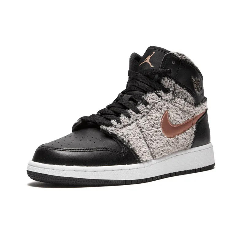 JORDAN 1 Retro High Fleece Black Metallic Red Bronze GS-1