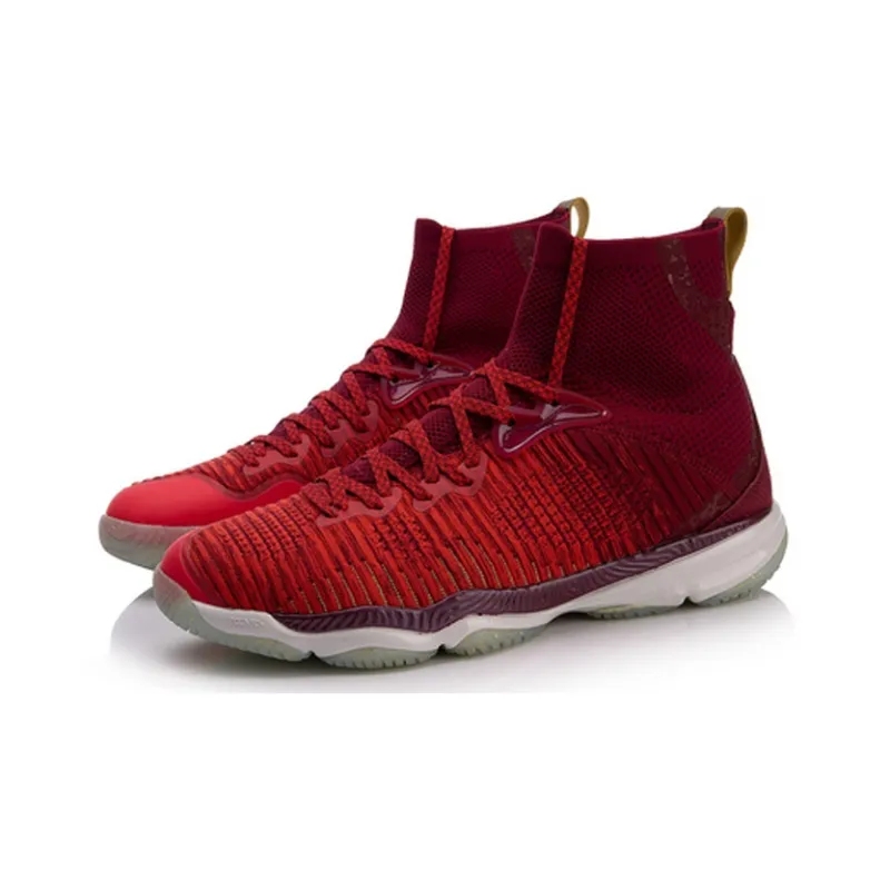 LiNing Ranger II Chameleon 2 Shock Absorbers Rebound High Top Badminton Shoes Unisex LINING Red-3