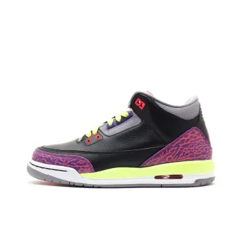 JORDAN 3 Retro Black Atomic Red Volt GS