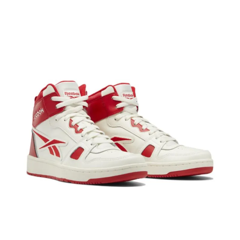 Reebok Resonator Mid Anti Slip Wear Resistant High Top Vintage Basketball Shoes Unisex White Red-2
