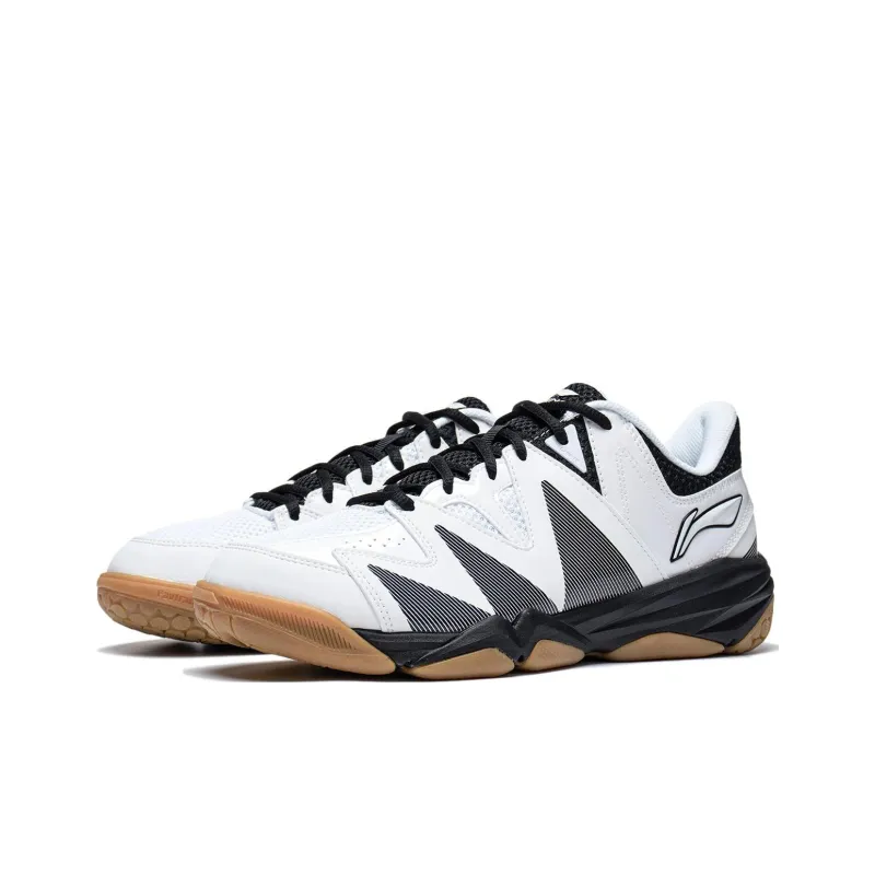 LiNing Seamless Durable Breathable Low Top Badminton Shoes Unisex White Black-2