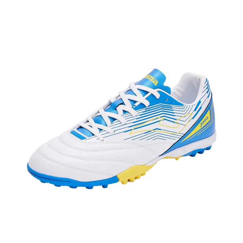 Joma TF Rubber Broken Studs Cushioning Anti Slip And Wear Resistant Soccer Shoes Men's White Blue-2