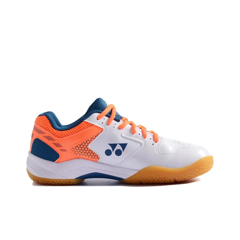 YONEX Power Cushion Durable Cushioning Low Top Badminton Shoes Unisex White Orange-1