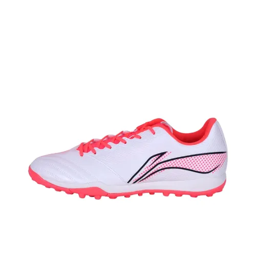 LINING Soccer Shoes Men Low-Top Standard White/Fluorescent Ruby