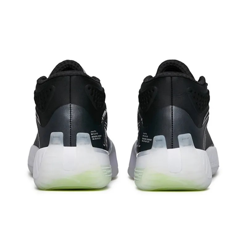 Anta Basketball Collection Cushioning Anti-Slip And Wear-Resistant Mid-Top Vintage Basketball Shoes Men's Black Gray-3