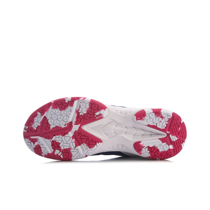LINING Sound Waves Badminton Shoes Women's Low Top Blue/Red/White-4