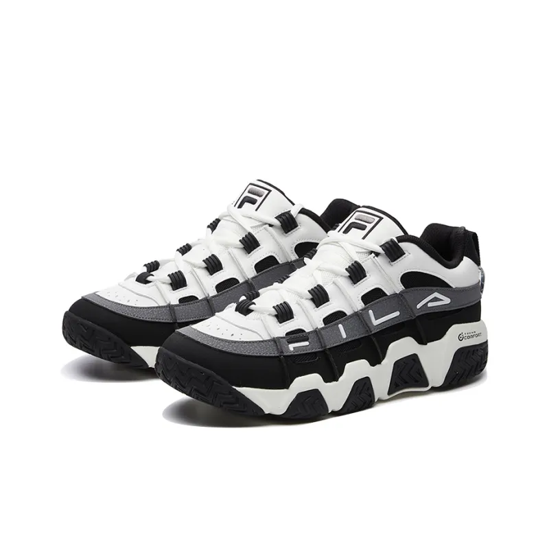 FILA Barricade Cushioning Anti Slip Wear Resistant Breathability Low Top Vintage Basketball Shoes Men's Black-2