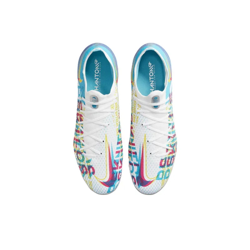 Nike Phantom GT Pro 3D FG Cushioned Slip-Resistant Lightweight Hard Court Soccer Shoes White Blue Yellow-3