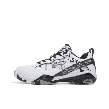 LiNing Cushioning Wear Resistant Support Rebound Low Top Badminton Shoes White Black