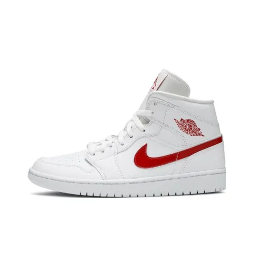 Jordan 1 Mid White University Red Women's