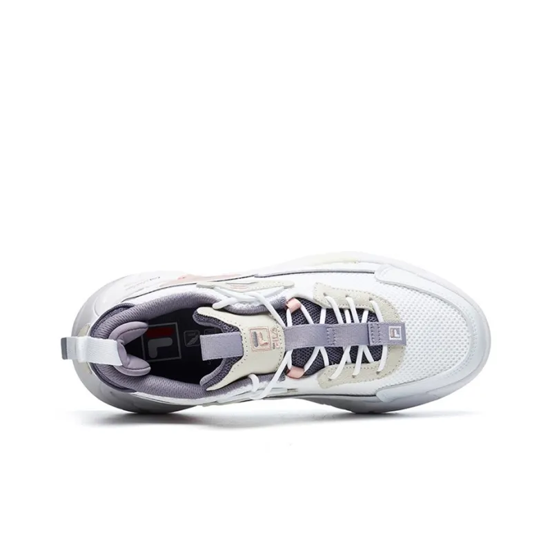 FILA Vorte Vortex Swirl Cushioned Slip-Resistant Breathable Low-Top Vintage Basketball Shoes Women's FILA White-4