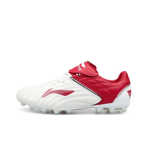 LINING Iron Soccer Shoes Men Low-Top Bull Red/Standard White/Silver Gray