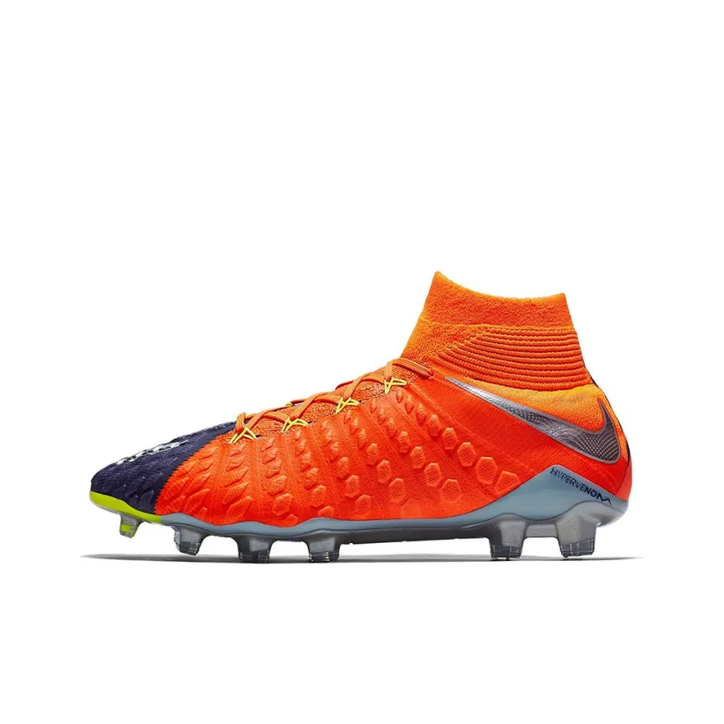 Nike HypervenomX Phantom 3 FG Rubber Long Studs Anti Slip Wear Resistant Soccer Shoes Men's Orange-0