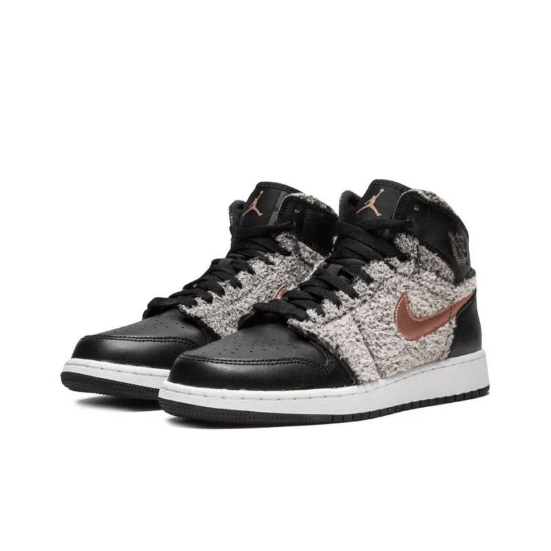 JORDAN 1 Retro High Fleece Black Metallic Red Bronze GS-2