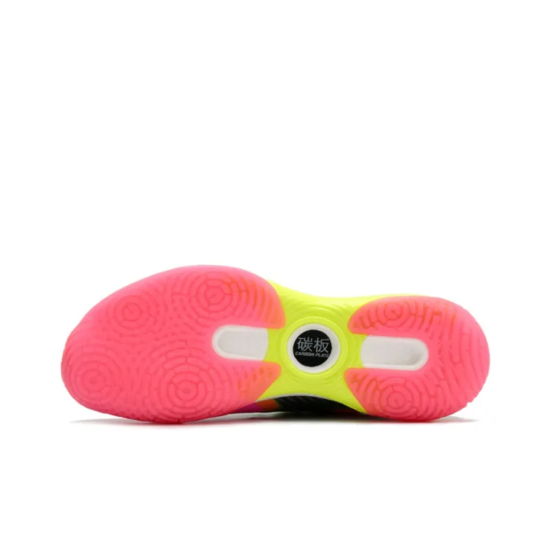 LiNing Battle Halberd Cushioning Anti Slip And Wear Resistant Low Top Badminton Shoes Men's Pink Yellow Green-2