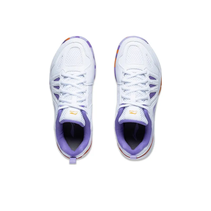 LiNing Ace Anti Slip Wear Resistant Low Top Badminton Shoes Women's White Purple-3