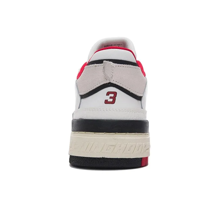 LiNing Rookie Cushioning Anti Slip And Wear Resistant Low Top Basketball Shoes White Black-5