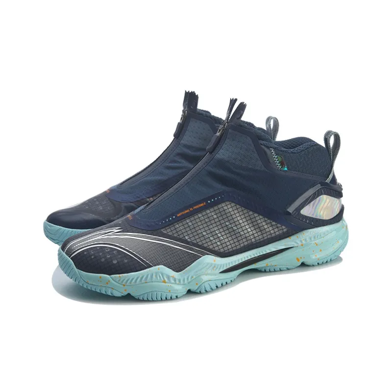 LiNing 5.0 Cushioning, Slip Resistant, Abrasion Resistant, Coverage, Support Mid Top Training Shoes Unisex Blue-2